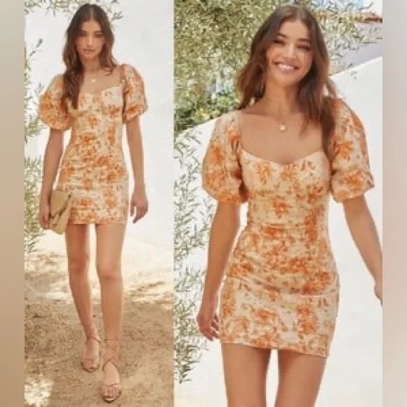 ACOA Floral Bodycon Mini Dress - Picture 1 of 5